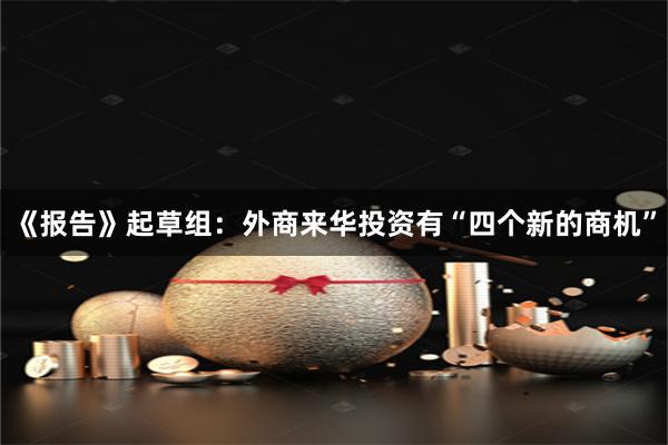 《报告》起草组：外商来华投资有“四个新的商机”