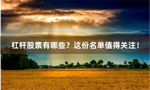 杠杆股票有哪些？这份名单值得关注！